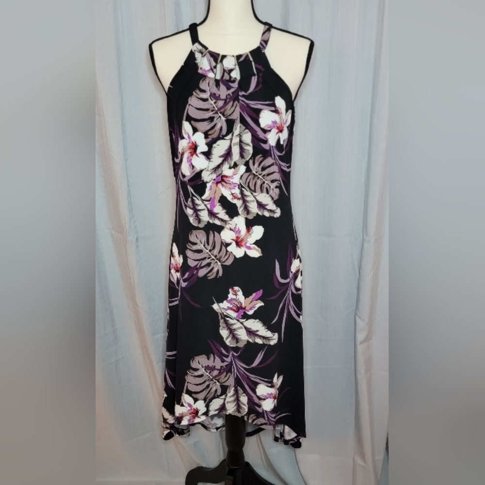Jennifer Lopez Cleo neck high-low sleeveless dress